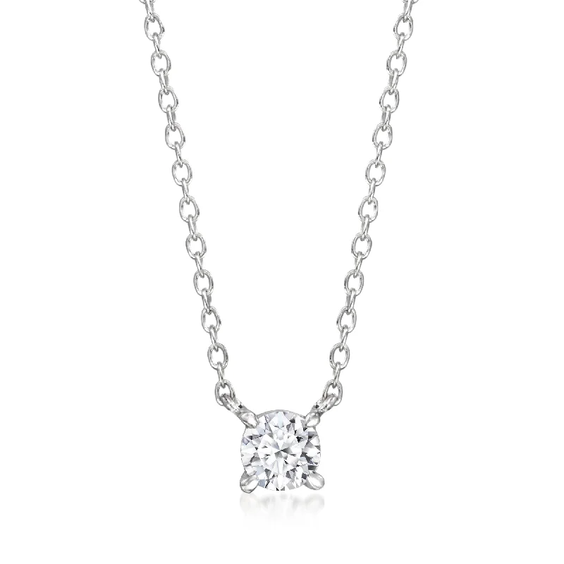 Fine choker necklaces-Ross-Simons Lab-Grown Diamond Solitaire Necklace in Sterling Silver