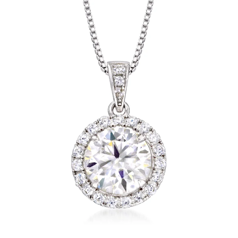 Galactic sign necklaces-Ross-Simons Moissanite Pendant Necklace in Sterling Silver