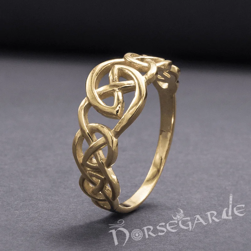 Corded satin rings-Handcrafted Small Celtic Knot Ring - Gold