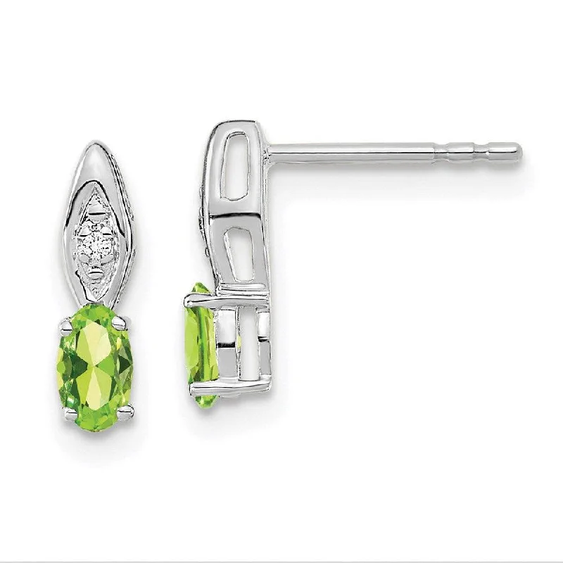 Charoite earrings-14k White Gold Peridot Diamond Earring