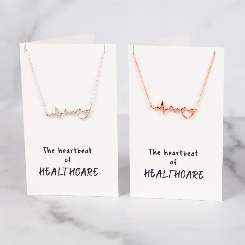 Funky charm necklaces-The Heartbeat of Healthcare Necklace