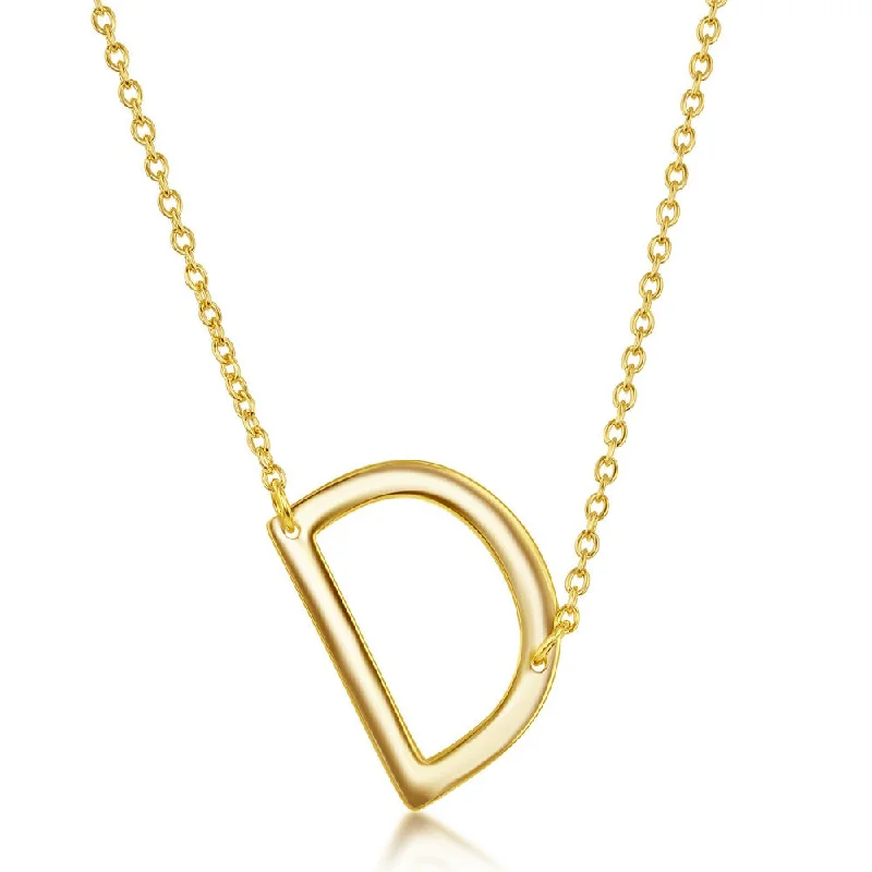 Six-layer necklaces-Sterling Silver Sideways Initial Necklace - Gold Plated