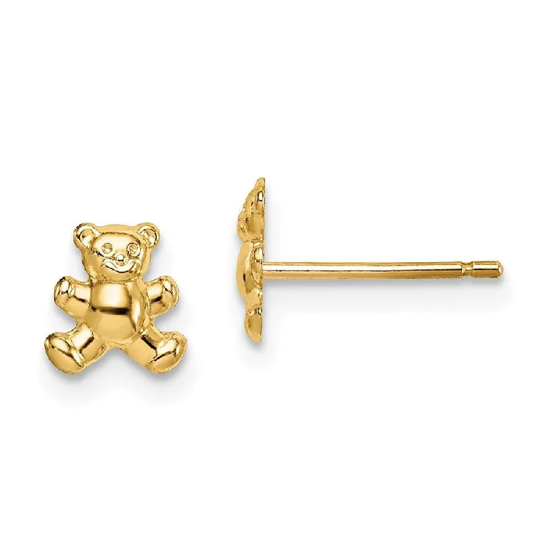 Alloy blend earrings-Madi K Kid's 14k  Teddy Bear Post Earrings