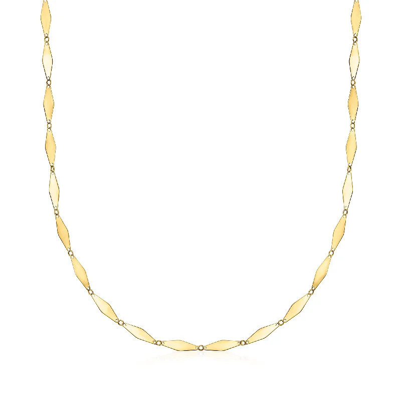 Ripple shape necklaces-Ross-Simons Italian 14kt Yellow Gold Mirror-Link Necklace