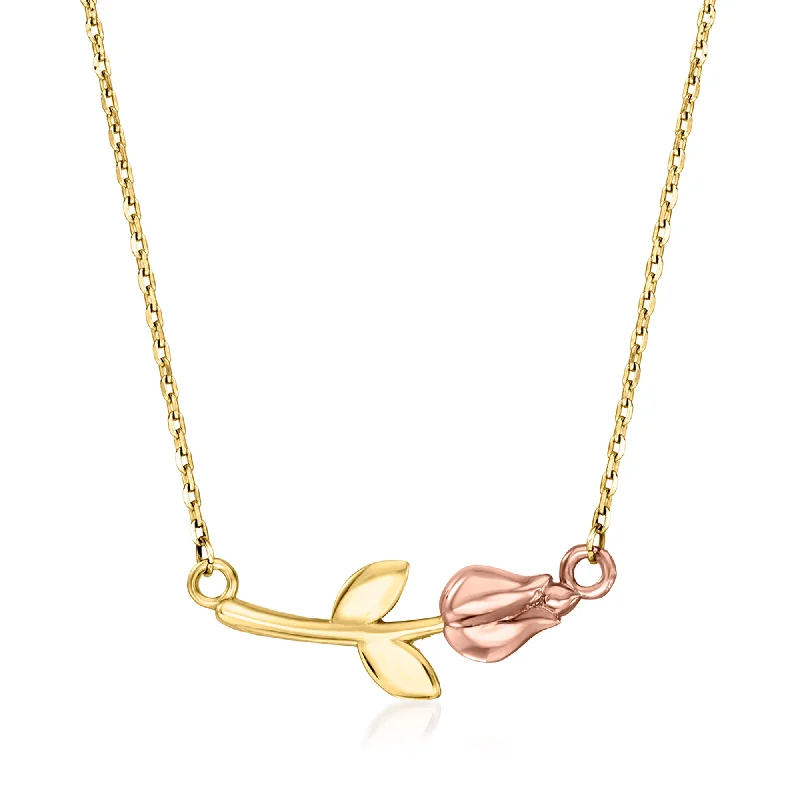 Slide clasp necklaces-Ross-Simons 14kt 2-Tone Gold Rose Necklace