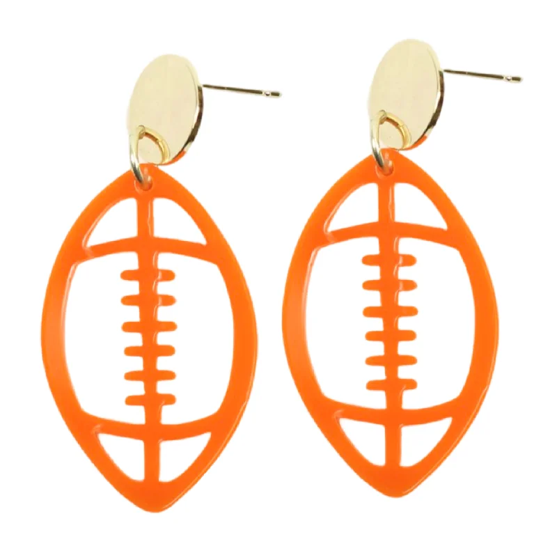 Baked clay earrings-Acrylic Football Earring - Orange