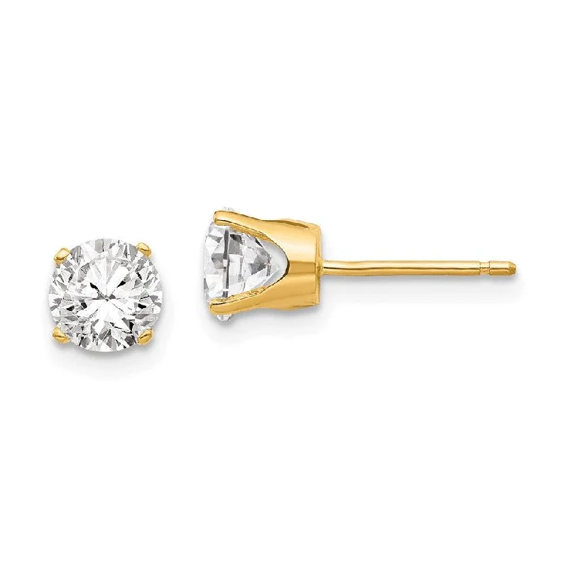 Holy cross earrings-14k 5.5mm CZ stud earrings