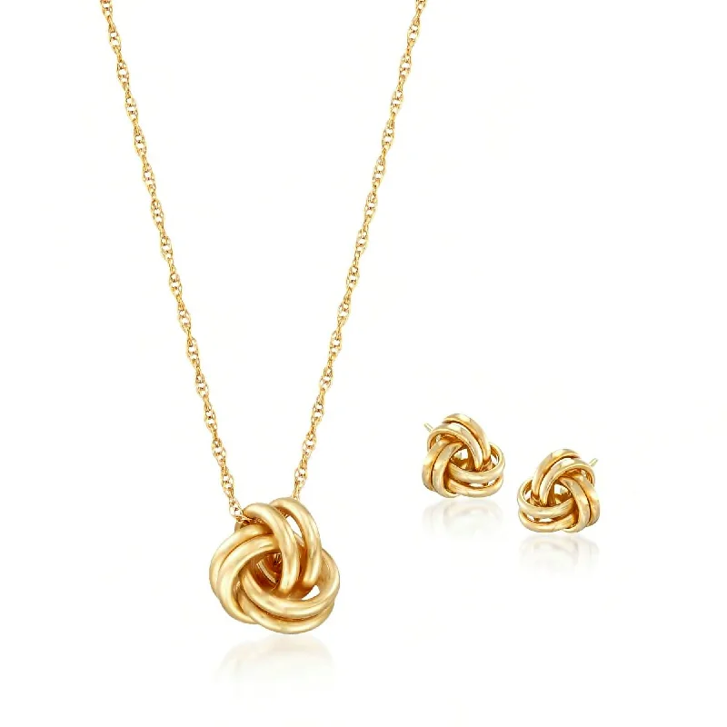 Solid chain necklaces-Ross-Simons 14kt Yellow Gold Love Knot Jewelry Set: Necklace and Earrings