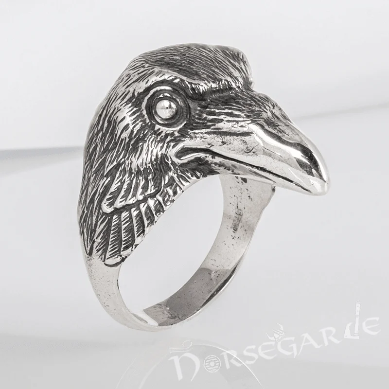 Orchid rings-Handcrafted Raven Head Ring - Sterling Silver