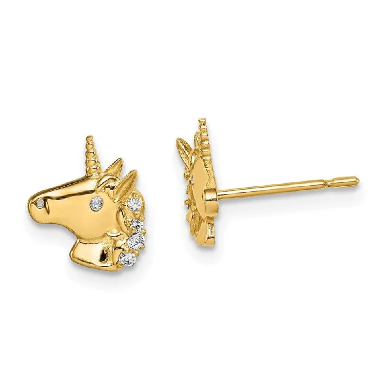 Matte enamel earrings-Madi K Kid's 14k  Unicorn CZ Stud Earrings