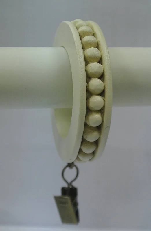 Slide band rings-Set of 14 Beaded Edge Designer Curtain Rings in Ivory