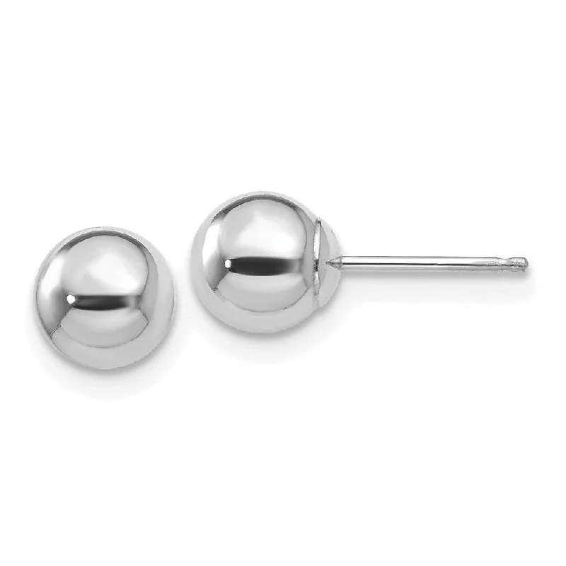 Solid hoop earrings-14k White Gold Polished 6mm Ball Post Earrings