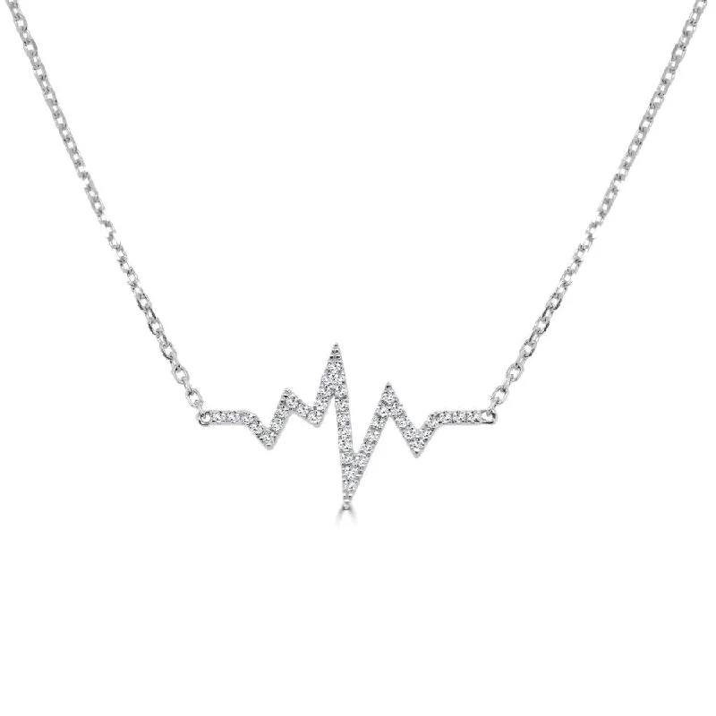 Ripple shape necklaces-14K Gold & Diamond Heart Beat Necklace