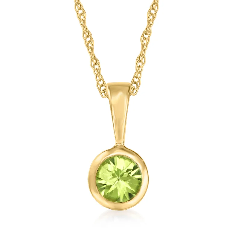 Alloy blend necklaces-Ross-Simons Peridot Pendant Necklace in 14kt Yellow Gold. 16 inches