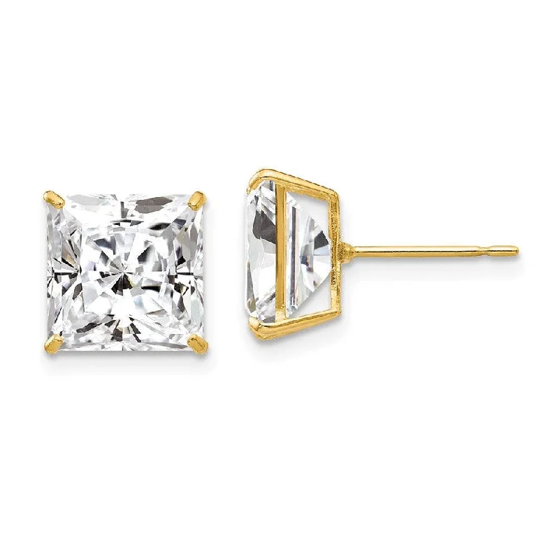 Matte enamel earrings-14k 9mm Square CZ Post Earrings