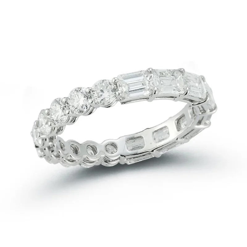 Baroque style rings-14K White Gold Two Sided Diamond Eternity Ring