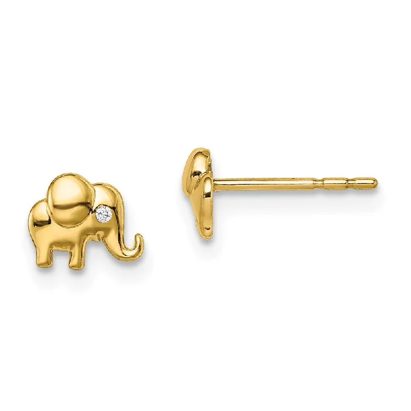 Thai tile earrings-Madi K Kid's 14k  CZ Accent Elephant Post Earrings