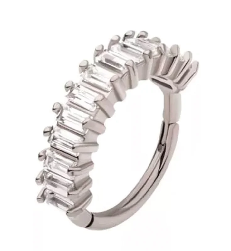 Branch carved rings-Escalier CZ Hinged Segment Ring