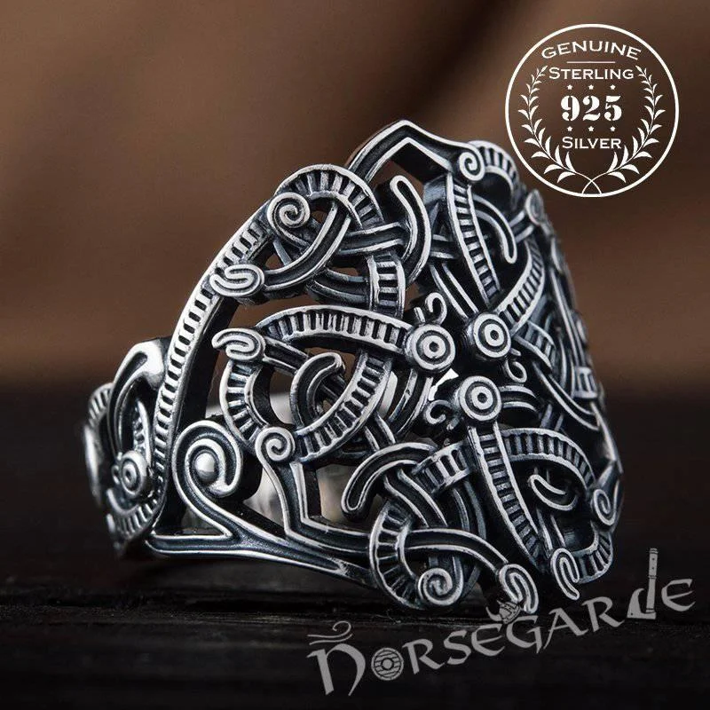 Kelp theme rings-Handcrafted Urnes Art Ring - Sterling Silver