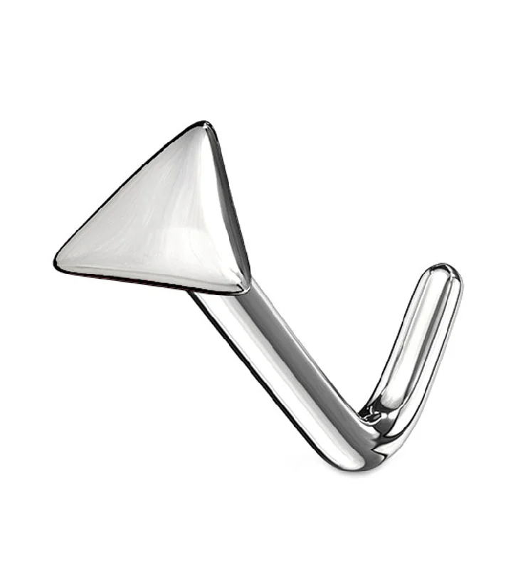 Bead-wrapped rings-20G 14kt White Gold Triangle L Shaped Nose Ring