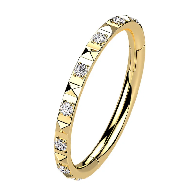 Circle design rings-Gold PVD Ediface Gem Hinged Segment Ring