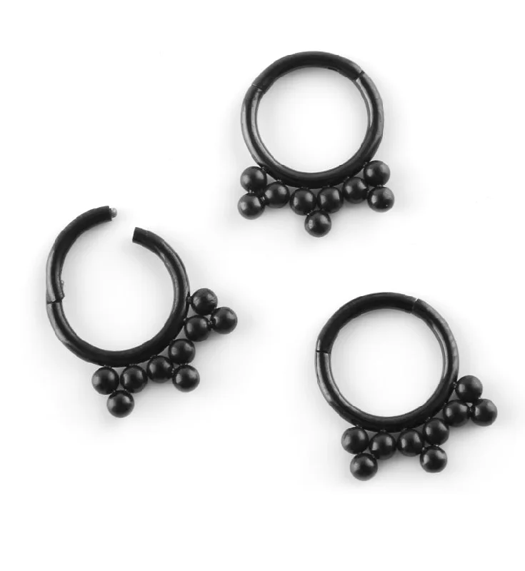 Timeless vow rings-Black PVD Multi Beaded Hinged Segment Ring