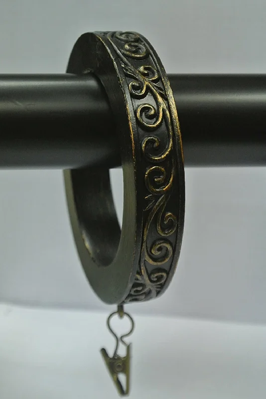 Solid stone rings-Set of 8 Large Scroll Designer Curtain Rings in Burnt Gold