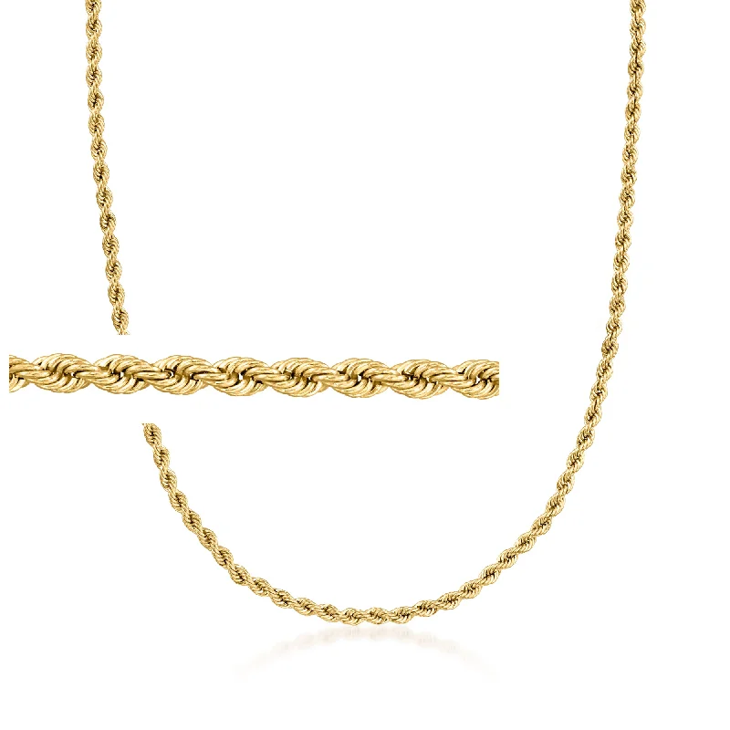 Zircon stone necklaces-Ross-Simons Italian 2.2mm 18kt Yellow Gold Rope-Chain Necklace