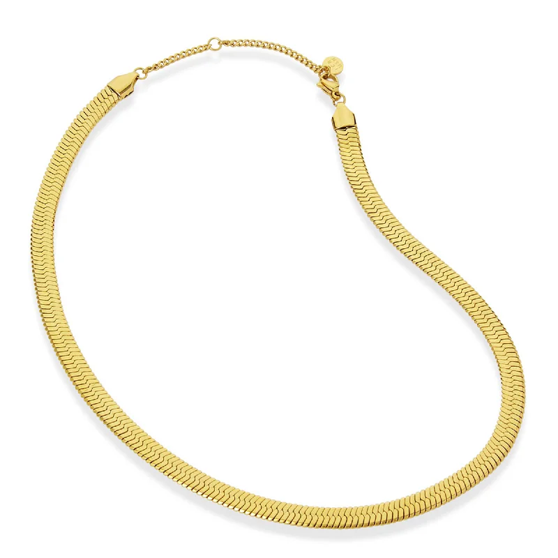 Reed weave necklaces-18K Gold Herringbone 6.5Mm Wide