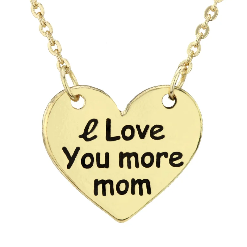 Vivid gem necklaces-I Love You More Mom Necklace