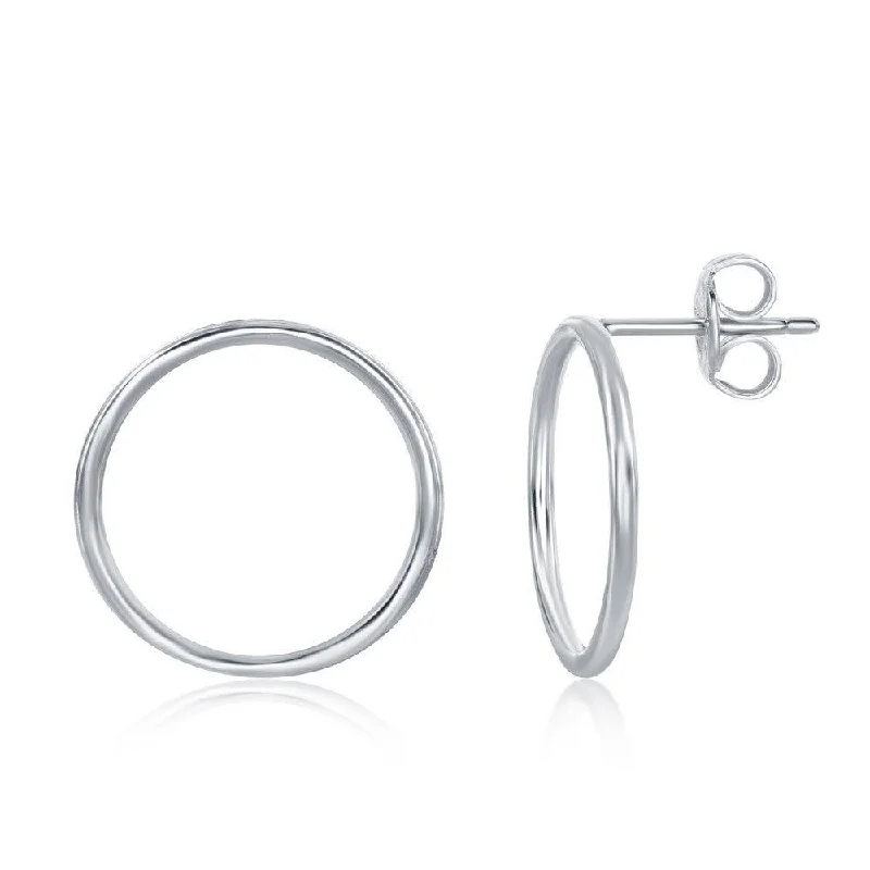 Solo dot earrings-Sterling Silver Open Hoop Earrings