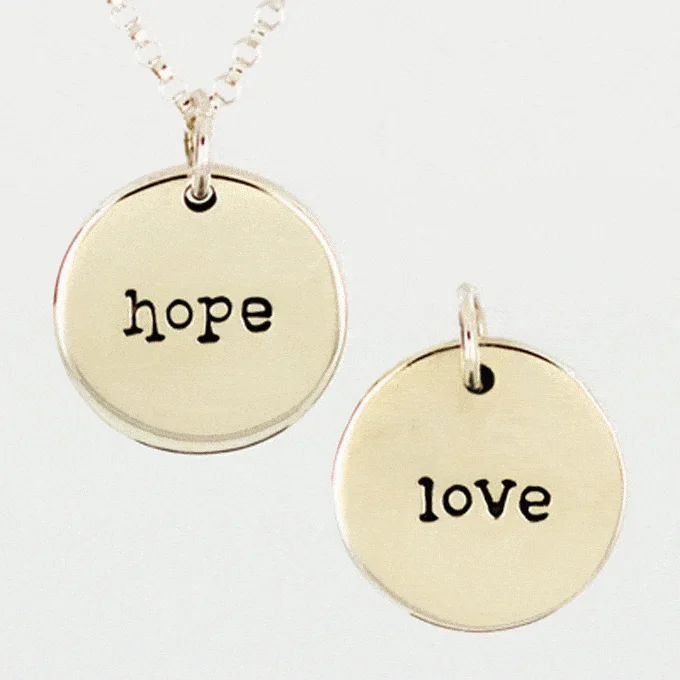 Orbit charm necklaces-Hope Love Double Sided Sterling Necklace