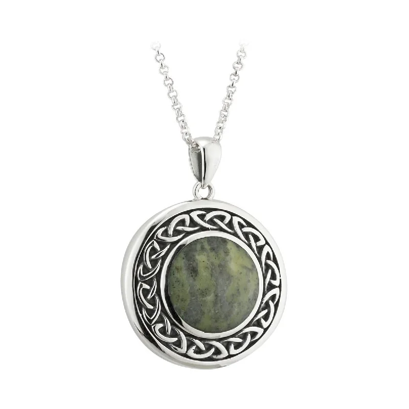 Elite diamond necklaces-Connemara Marble Celtic Necklace: Sterling Silver, Ireland