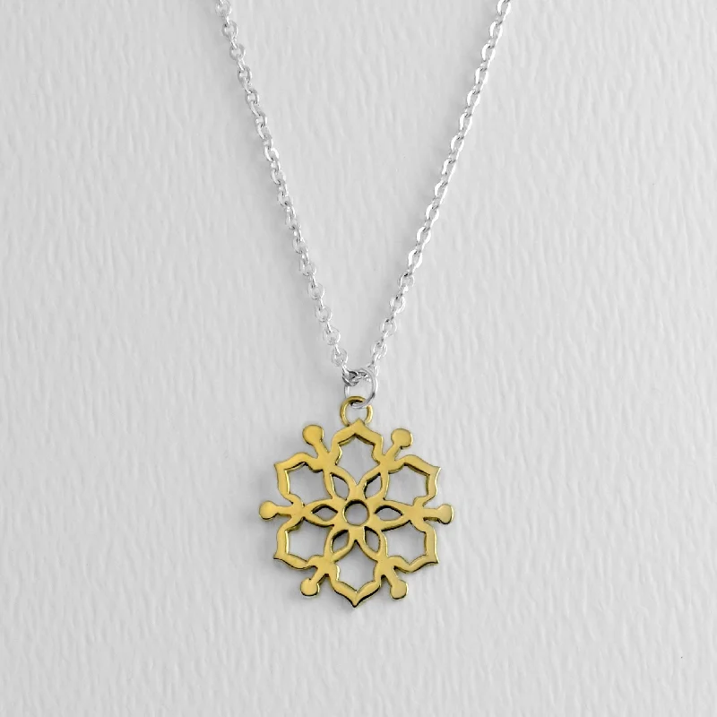 Six-layer necklaces-Moroccan Mandala Sterling & Brass Necklace