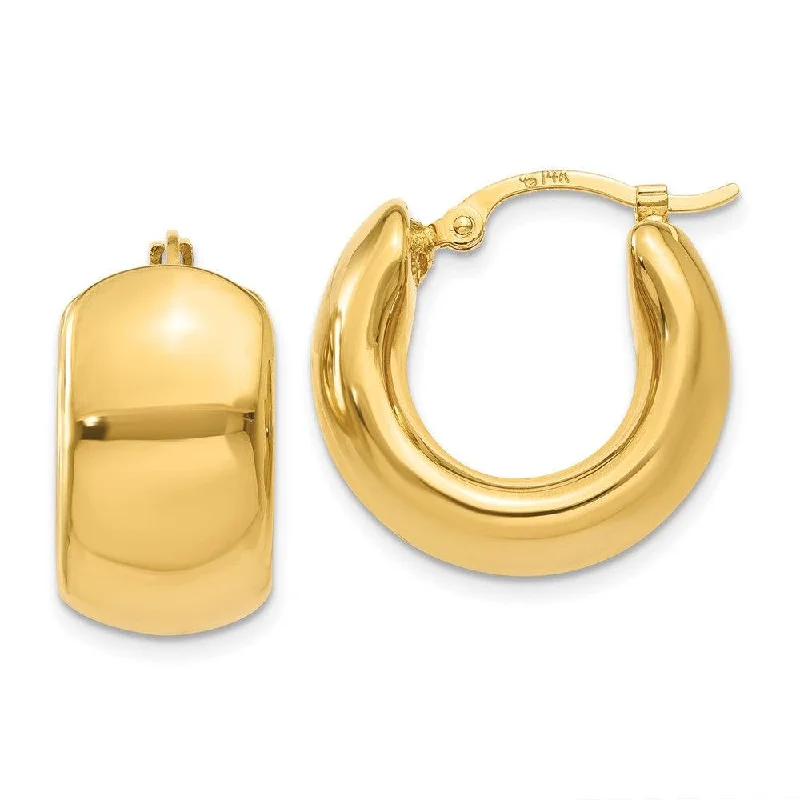 Corded satin earrings-14k Wide Puffed Hoop Earrings