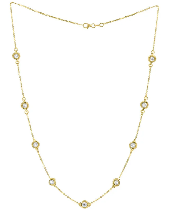 Twisted wire necklaces-14 kt yellow gold, 18" diamonds-by-the-yard necklace featuring 2.25 cts tw white round diamonds