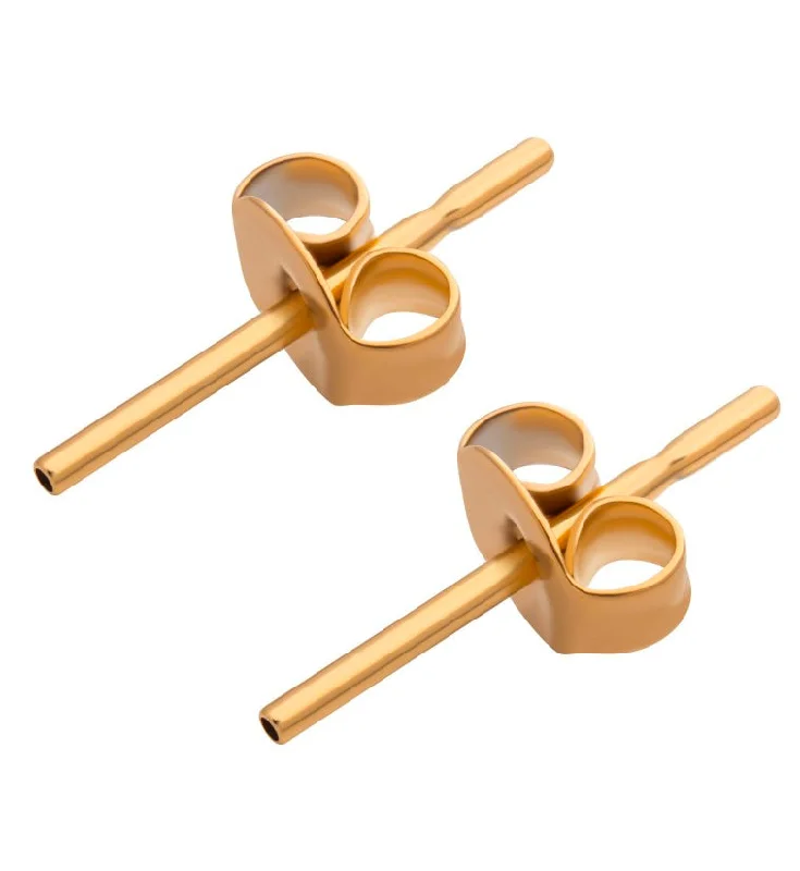 Solid geometric rings-24kt Gold PVD Titanium Threadless Earring Posts