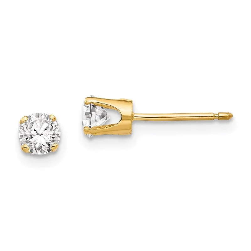 Sheer drop earrings-14k 4mm CZ stud earrings