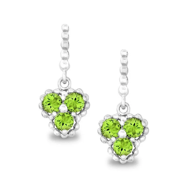 Lunar themed earrings-Sterling Silver Peridot Triple Circle Earrings