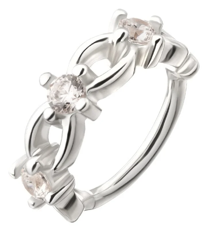 Coil loop rings-14kt White Gold Linked Clear CZ Hinged Segment Ring