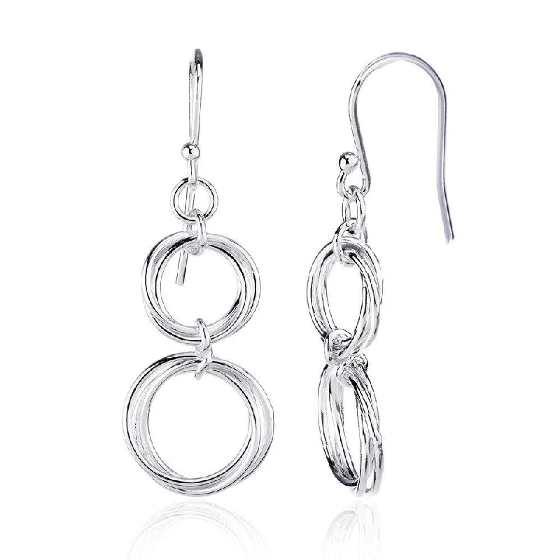 Faceted crystal earrings-Sterling Silver Multi Open Circles Earrings