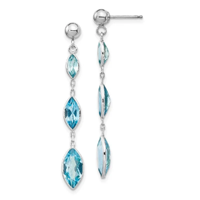 Burnished art earrings-14K WG Blue Topaz Post Earrings