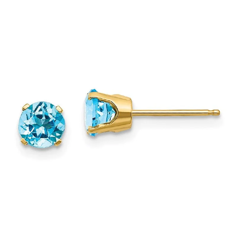 Zircon stud earrings-14k 5mm Blue Topaz Earrings - December