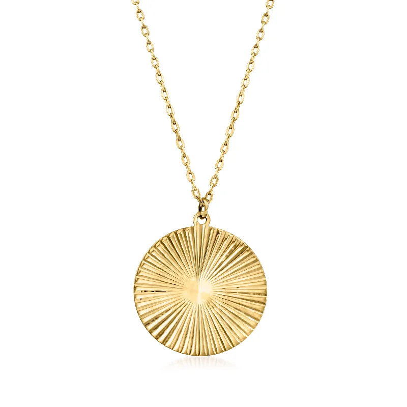 Wrap-around necklaces-RS Pure by Ross-Simons Italian 14kt Yellow Gold Starburst Circle Necklace