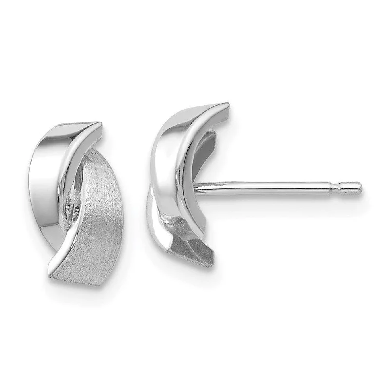 Matte enamel earrings-14k White Gold Polished & Satin Fancy Post Earrings