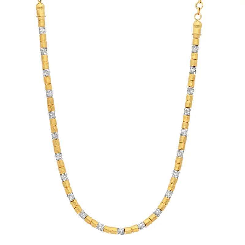 Flowing design necklaces-24K Gold Two Tone Vertigo Pave Diamond Necklace