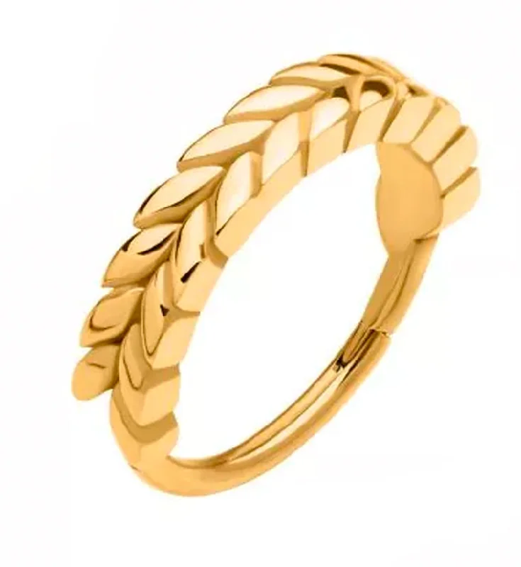 Petite star rings-Gold PVD Side Facing Laurel Hinged Segment Ring