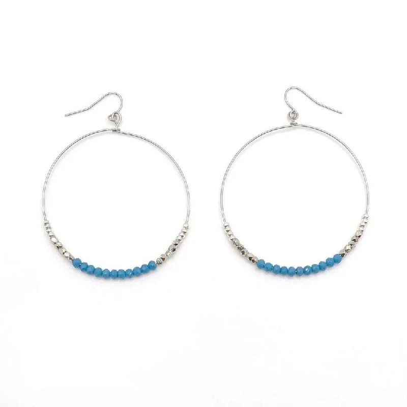 Stamped disc earrings-Shimmer Azure