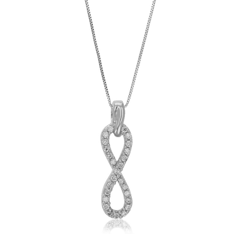 Soft elastic necklaces-1/10 cttw Lab Grown Round Diamond Infinity Pendant Necklace .925 Sterling Silver 1/5 Inch With 18 Inch Chain