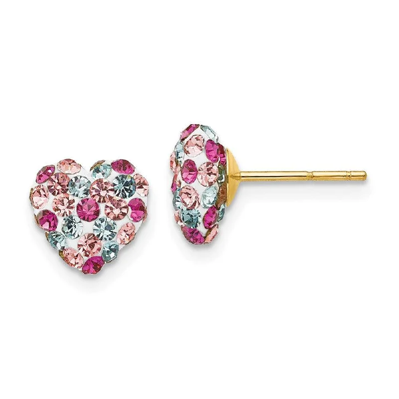 Lunar themed earrings-14k Multi-colored Crystal 8mm Heart Post Earrings